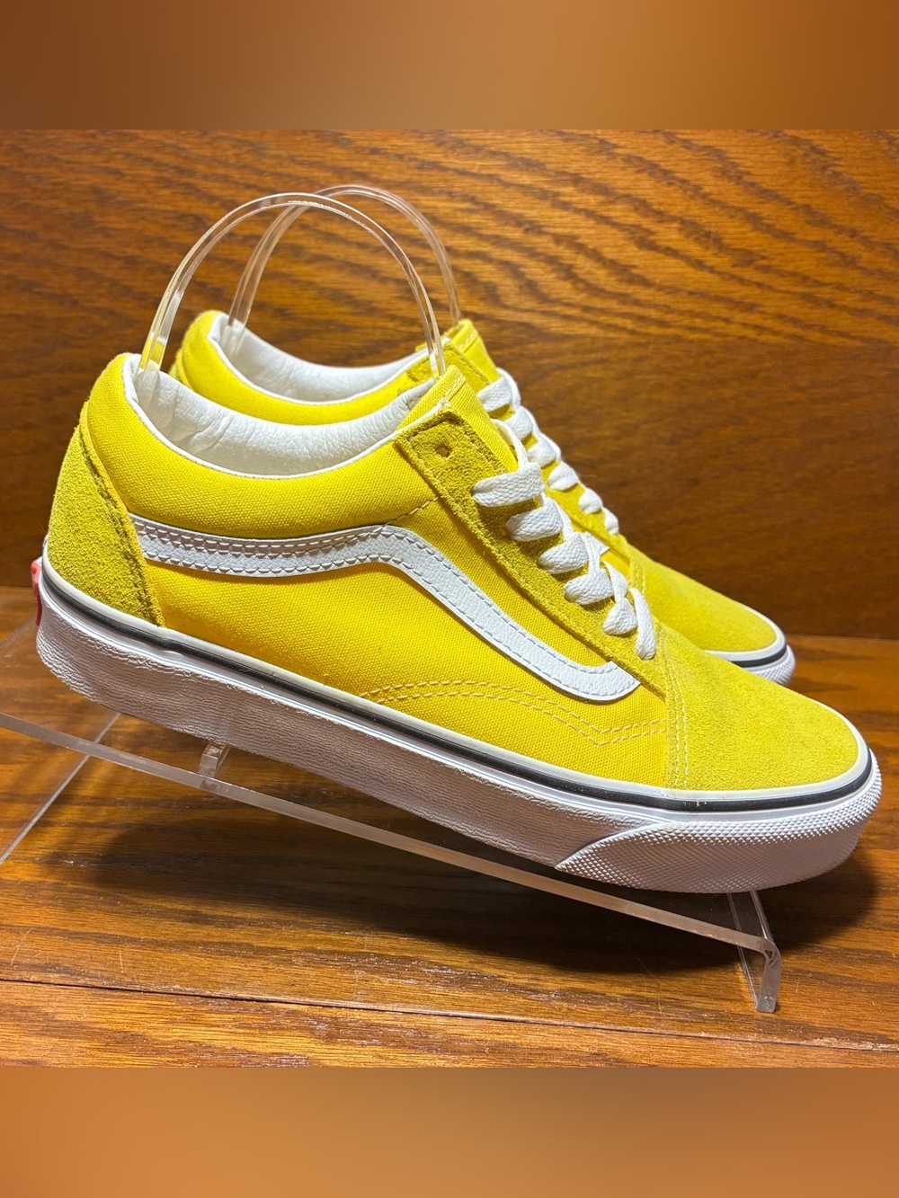Vans Old Skool Cyber Yellow Suede Canvas Sneakers Size W 7.5 / M 6